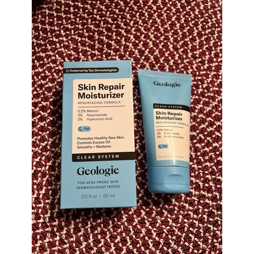 Geologie Skin Repair Moisturizer 2oz Retinol Niacinamide Hyaluronic Acid PM Acne
